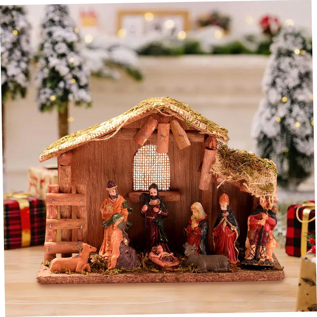 Gcroet Weihnachtsgebätten -Set Religiöse Krippe Szene &amp; Figuren für Weihnachten Innenkabine Dekorati