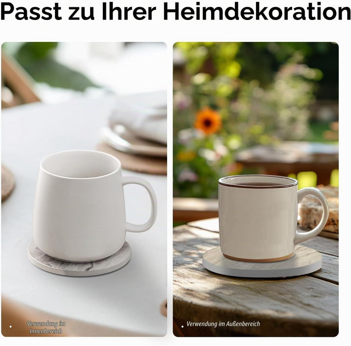 Untersetzer Gläser, Keramik untersetzer 6er Set, Saugfähig Kork Keramik Glasuntersetzer mit Halter f