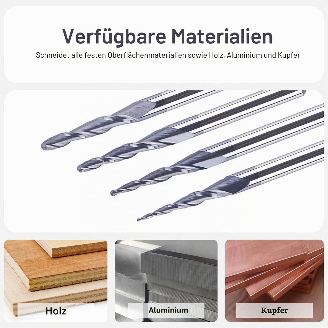 SpeTool 4 Stück 2 Flöten Kugelkopffräser mit Konischer Spitze Fräser CNC Gravierfräser R0,25mm-1,0mm
