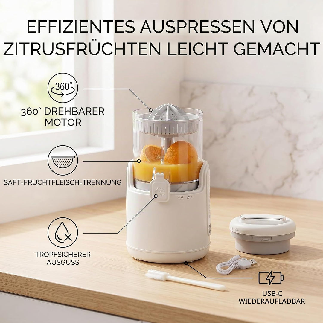 USB-wiederaufladbare Elektrische Entsafter-Maschine mit 360-Grad-Motor, Saftpresse, Kompakt und Prak