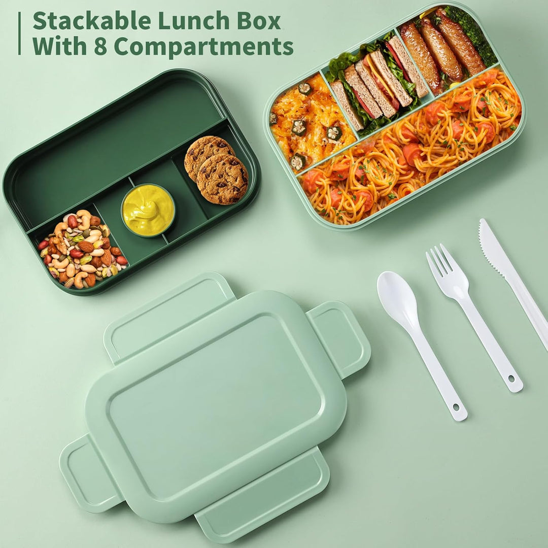 Lunchbox für Erwachsene,2000ml Brotdose mit Fächern,Bento Boxen Lunch Box Kinder mit Besteck,Vesperb
