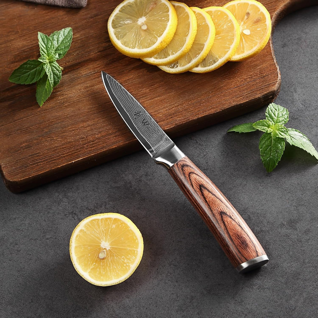 Wakoli EDIB Damastmesser Officemesser Gemüse Messer 8,50cm Klinge extrem scharf aus 67 Lagen I Damas