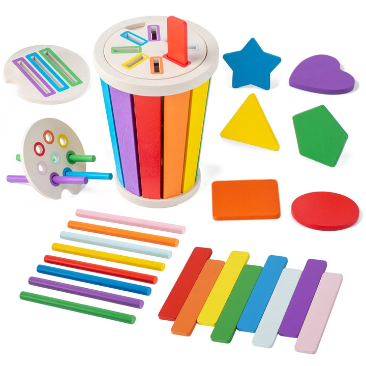 Smartwo Montessori Spielzeug ab 1 Jahr, Kinderspielzeug zum Farben Lernen, Sortierspiel Steckspiele
