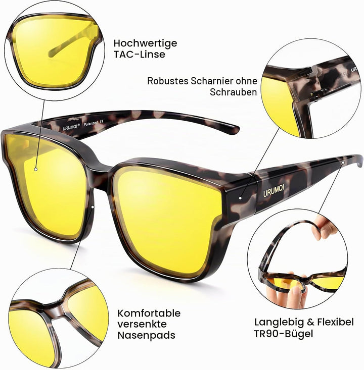 URUMQI Nachtsichtbrille für Autofahrer, Nachtfahrbrille Nachtbrille zum Autofahren Damen Herren, Aut
