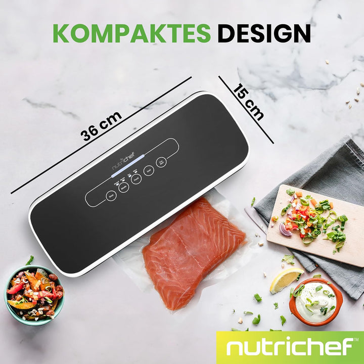NutriChef Vakuumiergerät für Lebensmittel, Sous Vide – Vacuum Sealer – Folienschweissgerät Set inkl.