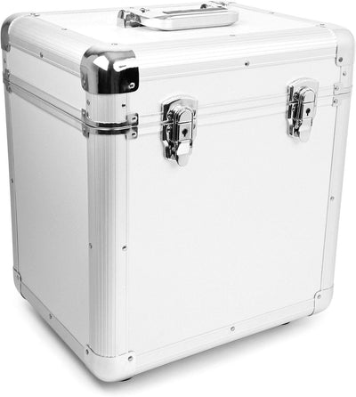 Fenton RP115D Set Plattenspieler Koffer mit integriertem Lautsprecher, silberner Plattenkoffer, Plat