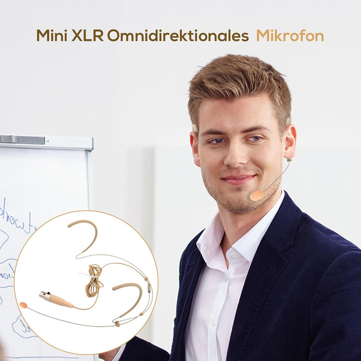 Pyle Headset Mikrofon, Doppelt Ohrhörer Kondensatormikrofon zum Über-Ohr-Hängen, mit 4 Pin Mini XLR