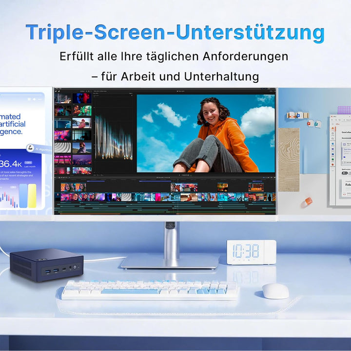 wo-we H8 Mini PC,mit Intel Core3 304 8GB LPDDR5 256GB SSD hellbraun, hellbraun