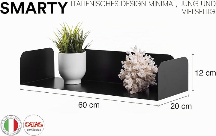 D-Segno Wandregal Metall - Regal Wand, Einzigartiges minimalistisches und modernes Design, Wandbuchh