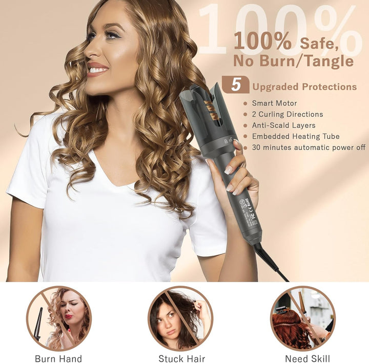 Pretfy Lockenstab Automatisch,Lockenstab Grosse Locken,Automatischer Lockenstab mit 4 Einstellbare T