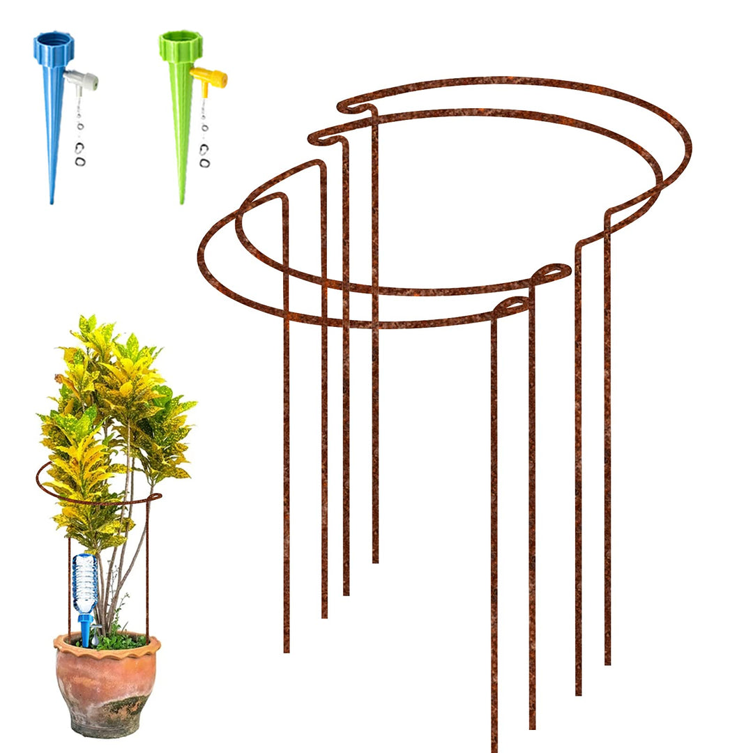 4 Stück 40cm rostige Pflanze Stützpfeile, natürliche Rost Halbrunde Blume Unterstützung mit 2 Selbst