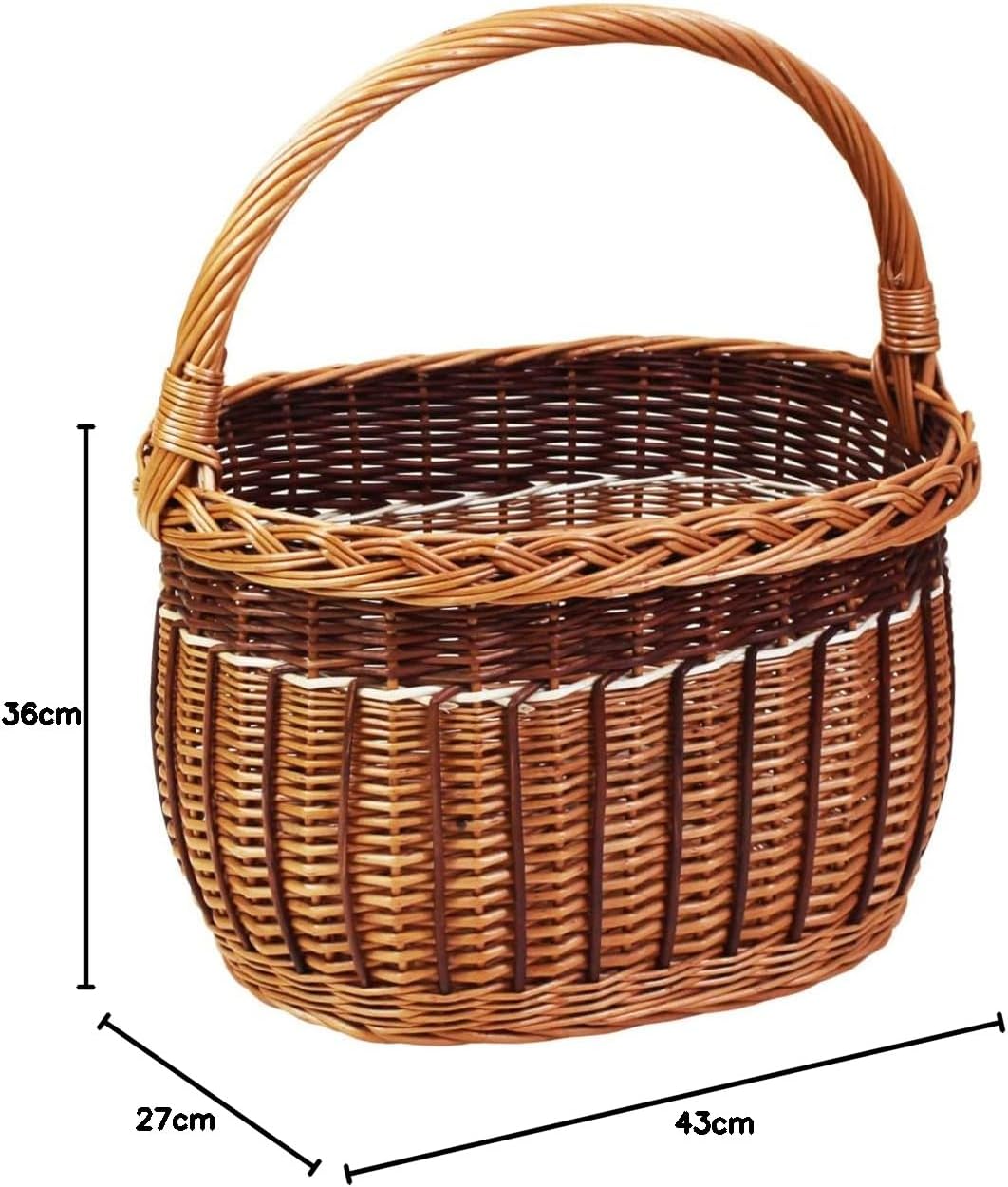 Weidenkorb, Einkaufskorb, Obst- oder Gemüsekorb, Pilzkorb, Picknickkorb 36 x 27 / H 25/43 cm
