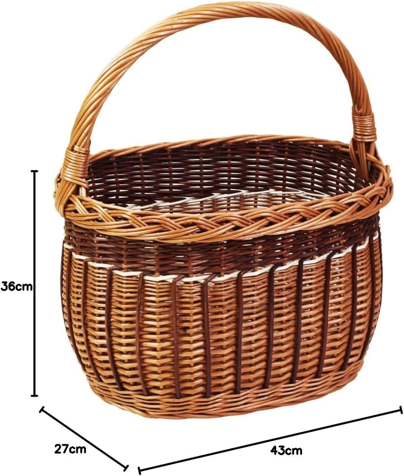 Weidenkorb, Einkaufskorb, Obst- oder Gemüsekorb, Pilzkorb, Picknickkorb 36 x 27 / H 25/43 cm