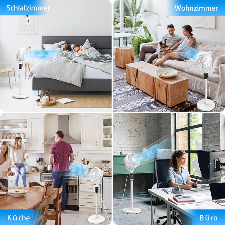 SHAVINGFUN Standventilator mit Fernbedienung, höhenverstellbar, Timer, 6 Geschwindigkeitsstufen, ide