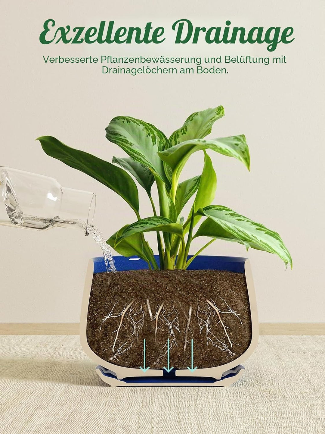 LE TAUCI 3er Pack Keramik Blumentopf, 10+13+16 cm Durchmesser Klein Töpfe Set, übertöpfe für Zimmerp