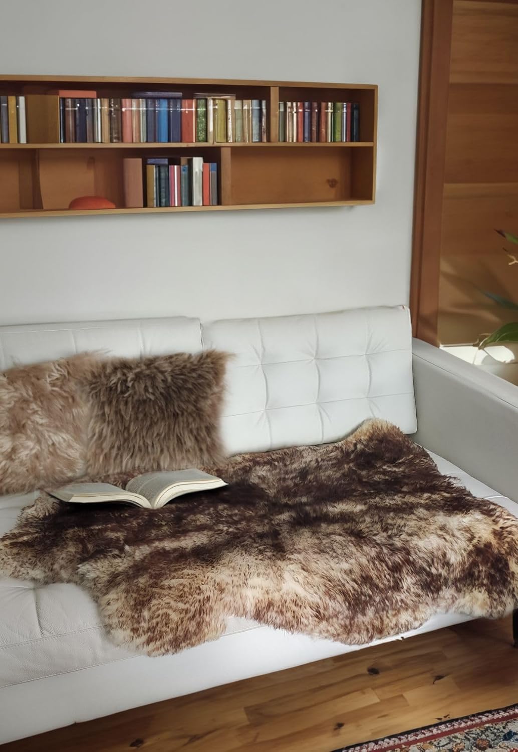 Hollert Lammfell geflammt Kurzhaar Schwarz/Weiss & Braun&Weiss Merino Schaffell Echtfell Läufer Deko