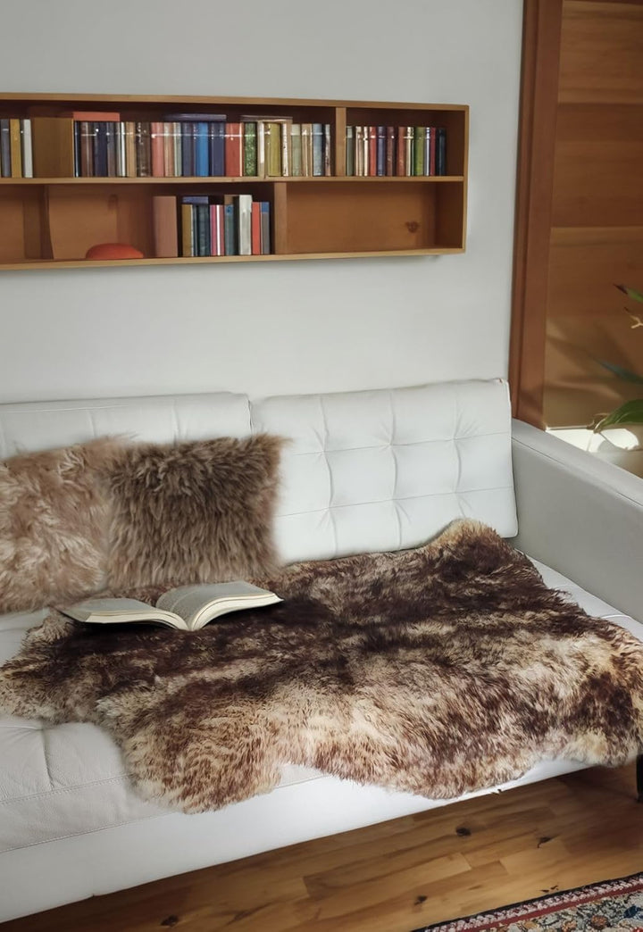 Hollert Lammfell geflammt Kurzhaar Schwarz/Weiss & Braun&Weiss Merino Schaffell Echtfell Läufer Deko