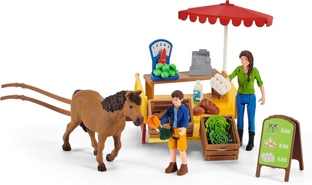 SCHLEICH 42528 Mobiler Farm Stand, ab 3 Jahren, Farm World - Spielset, 21 Teile Single Standardverpa