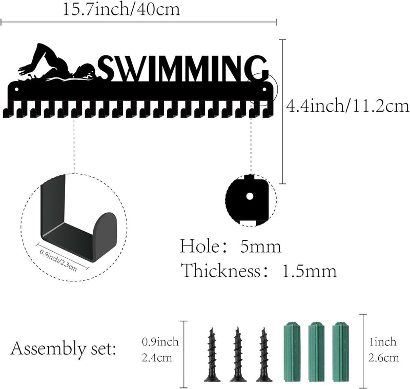 CREATCABIN Medaillenhalter Display Aufhänger Rack Sport Schwimmen Metall Wandhalterung Mit 20 Haken