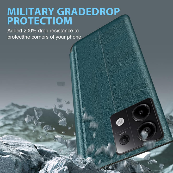 Handyhülle für Xiaomi Redmi Note 13 Pro Hülle Clear View Klappbar Leder Flip Hülle Redmi Note 13 Pro