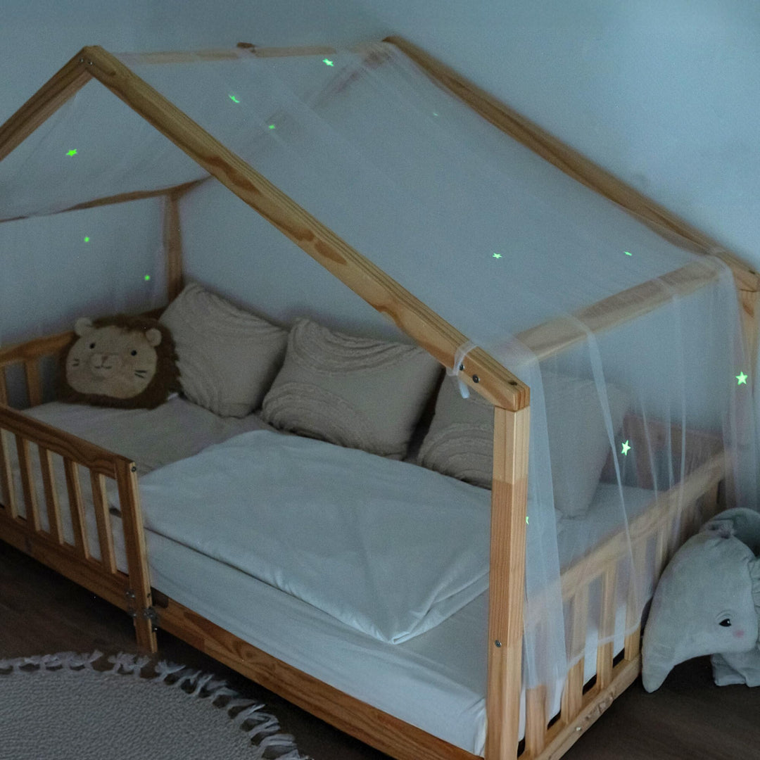 Hausbett Himmel mit leuchtenden Sternen - Betthimmel Hausbett Deko - Geschenk Mädchen & Jungen - Him