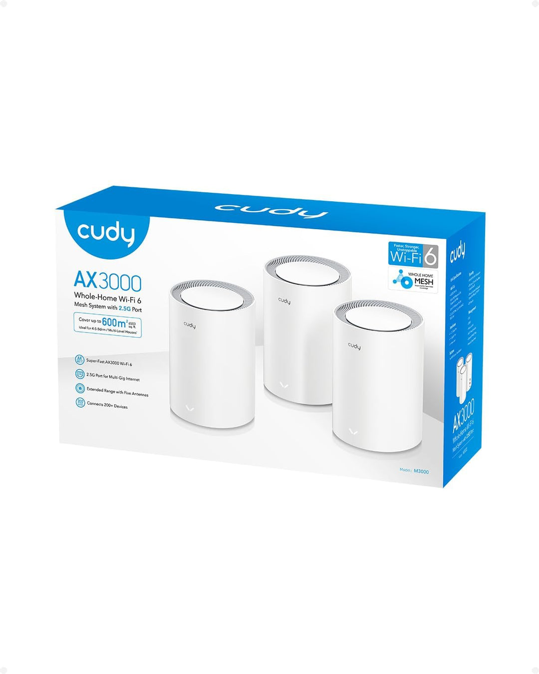 Cudy AX3000 WiFi 6 Mesh WLAN System – ersetzt Router und Extender, deckt bis zu 270 m² ab, 2,5 G WAN