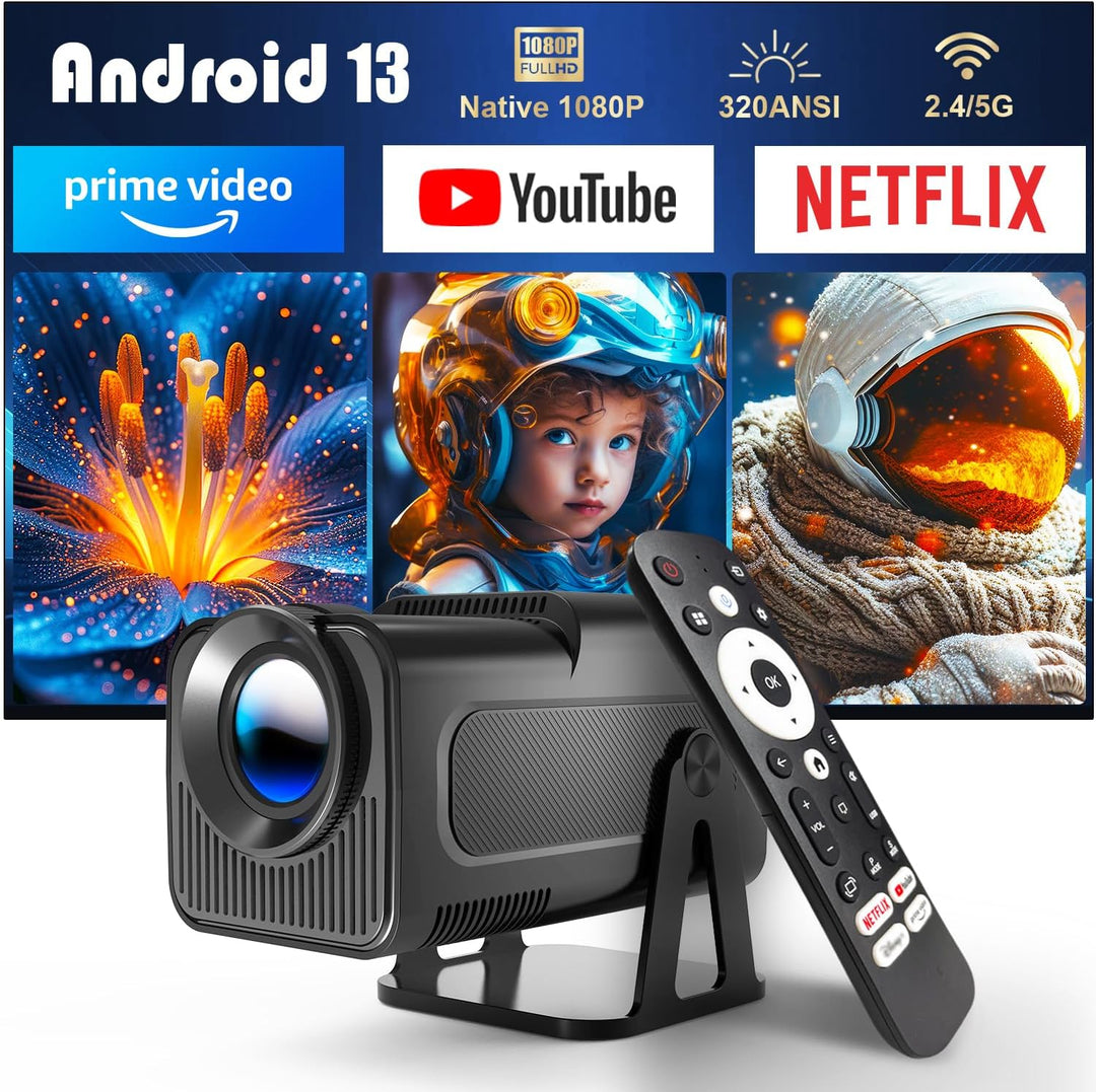 [Netflix Offiziell] HY320 NTV Android 13 Smart Beamer mit Various Offiziell TV Apps,Sprachassistent
