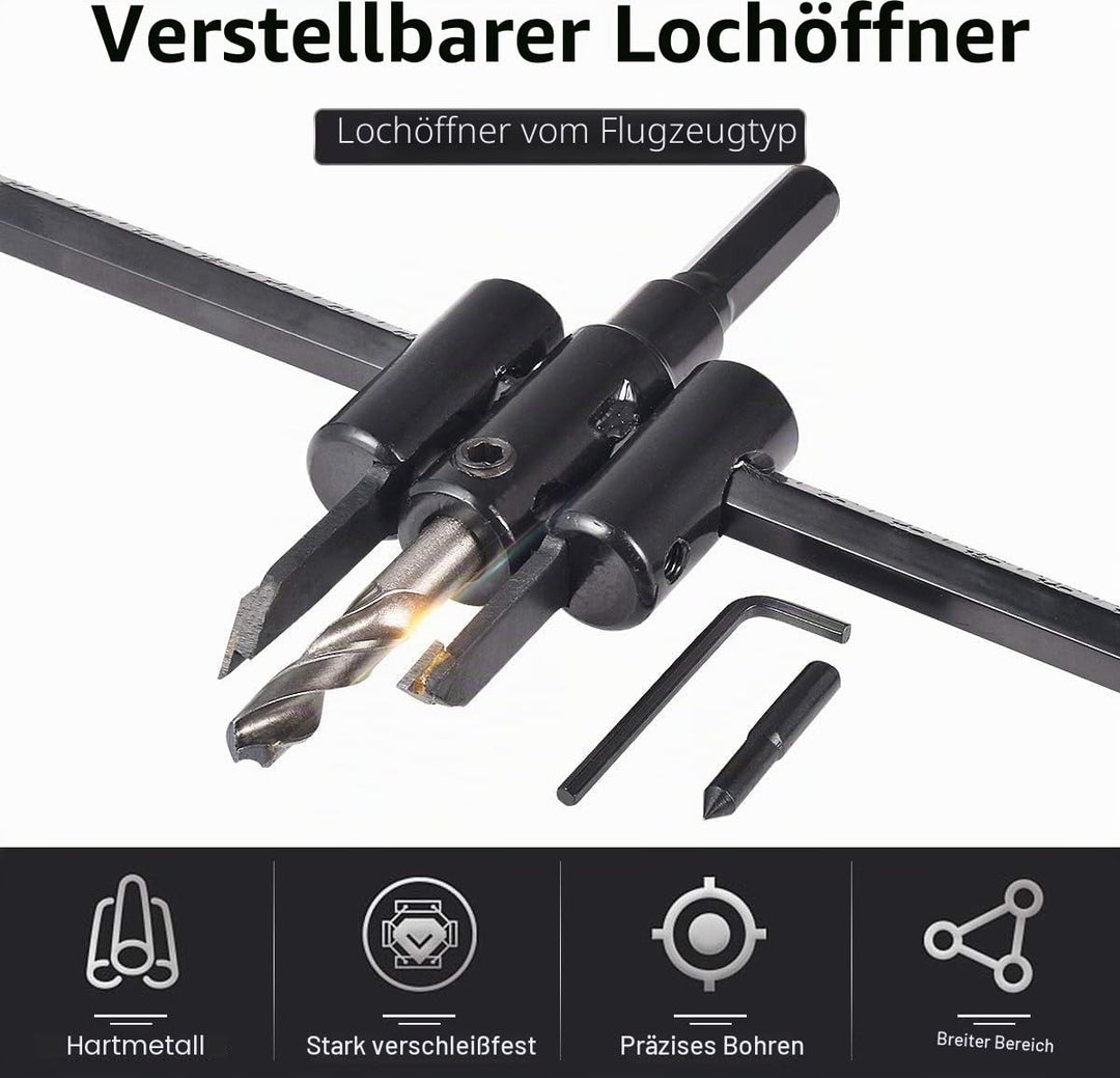 kreisschneider Verstellbar [Durchmesser: 30mm - 300mm], Verstellbar von 1 Zoll bis 5 Zoll Lochsägen