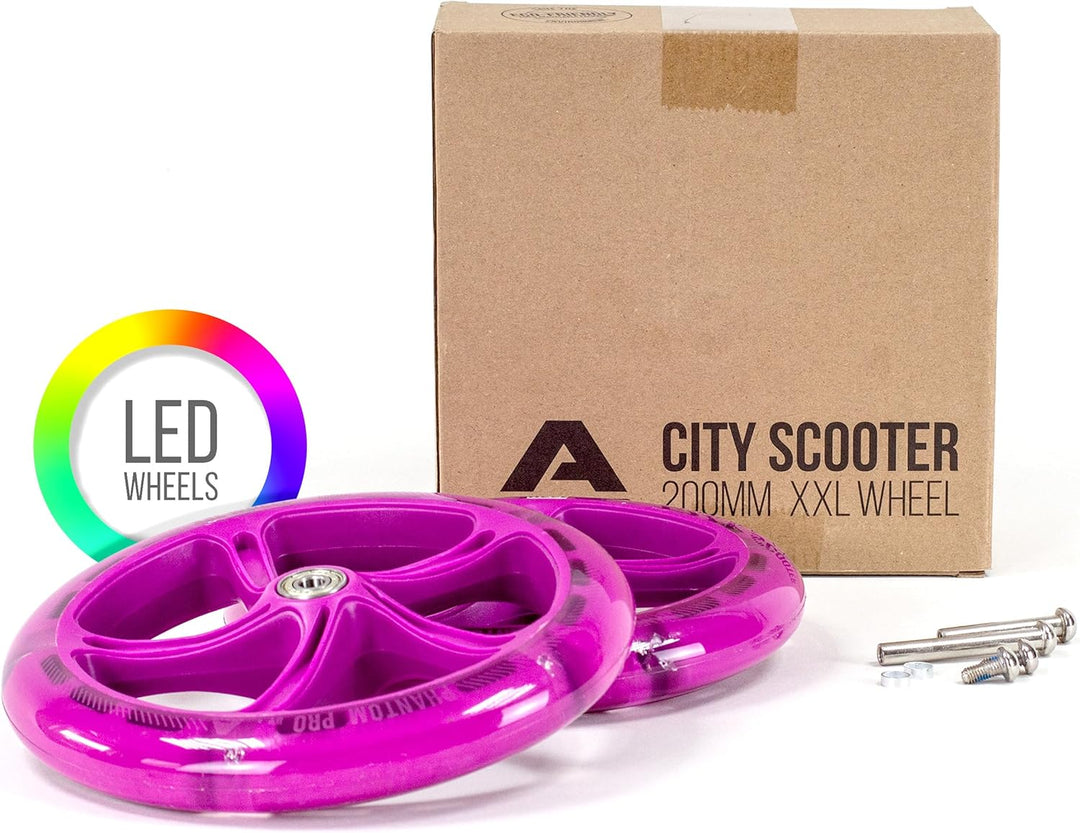 Apollo City Scooter 200mm Ersatzräderset - Pro Wheels mit ABEC 7 Kugellager, Roller Rad Ersatz-Räder