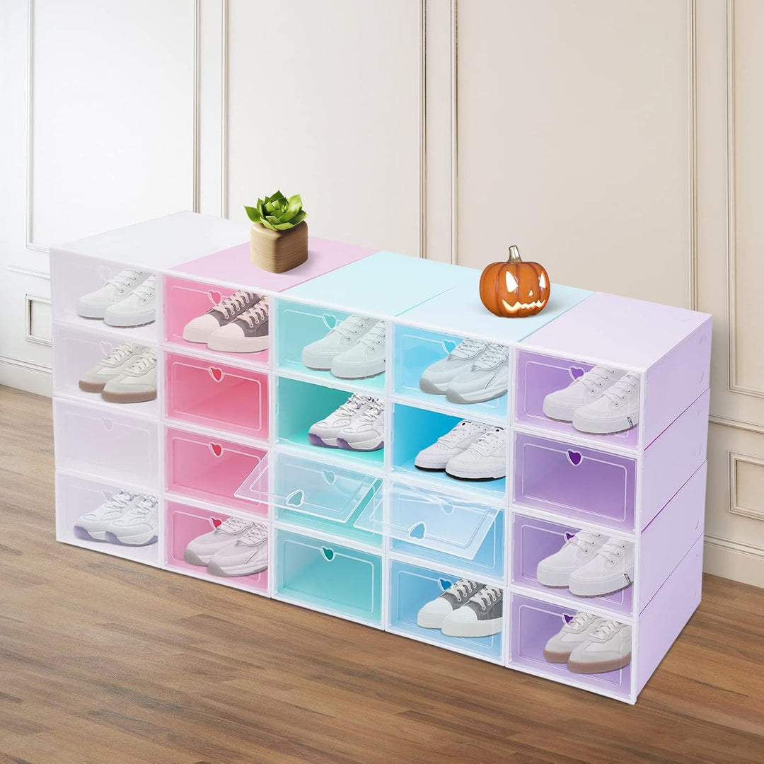 20er Pack mehrfarbig Schuhbox Aufbewahrung, Faltbare Display Box Container Schrank Regal Schuh Organ