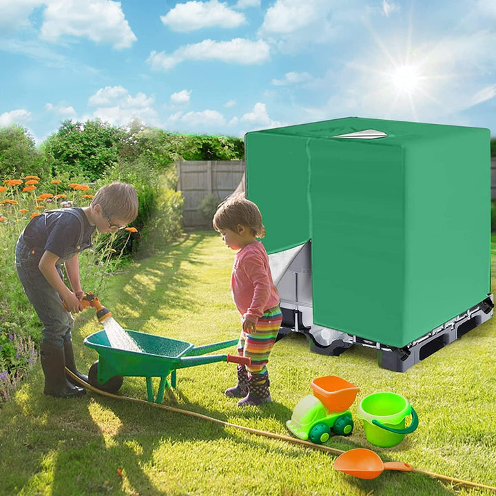 DWcouple 2STK IBC Tank Abdeckung,Wassertank Staubdichte Anti-UV-Schutzabdeckung,Grün Abdeckplane für