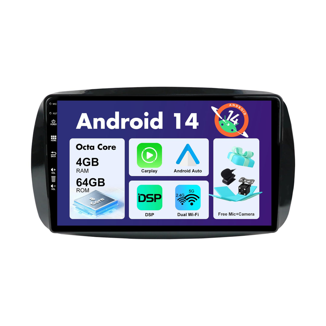 SXAUTO Android 12 IPS Autoradio Passt für Benz Smart 453 Fortwo (2014-2020) - Eingebaut Carplay/Andr