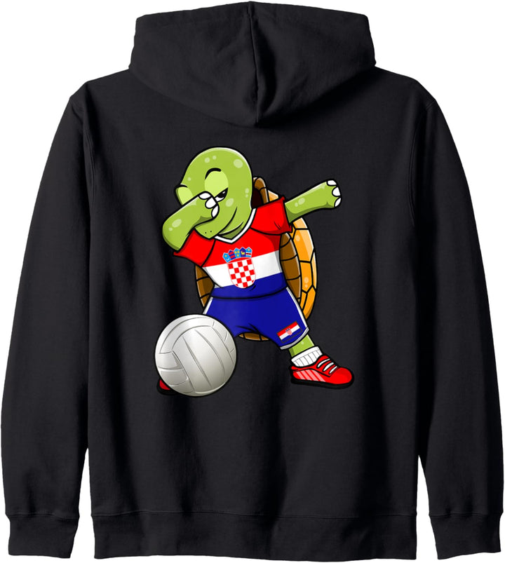 Dabbing Turtle Croatia Volleyball Fans Trikot Kroatien Flagge Kapuzenjacke