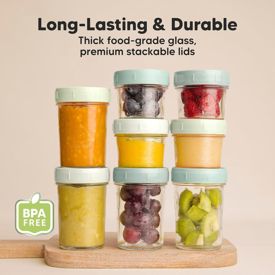 8-Pack Babybrei Einfrieren Behälter Glas - Beikost Baby Zubehör, Mikrowellen Babybrei Behälter, Leck