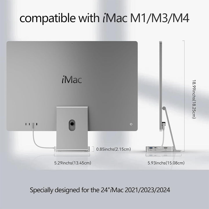 USB-C-Hub für iMac 24 Zoll 2021/2023/2024, 8-in-1-iMac-USB-Hub mit M.2-SSD-Erweiterung (SSD nicht im