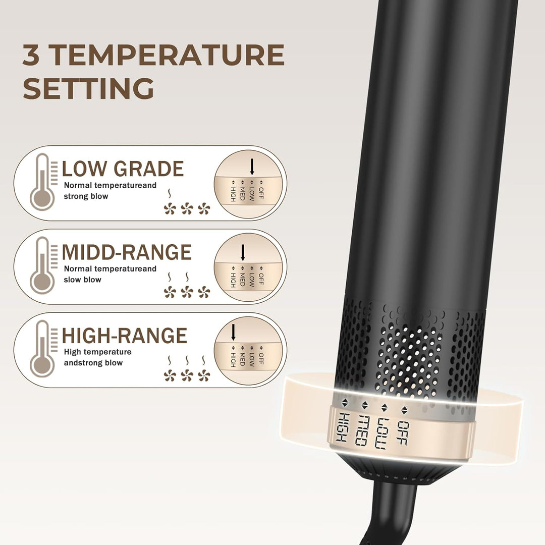 Hairstyler 5 in 1 Airbrush Haarstyler | Pro Air Styler Set - 1000W Rundbürstenföhn, Air Curler, Warm
