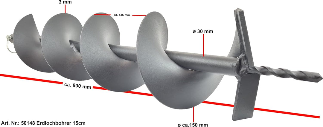 Berger & Schröter 50148 Erdlochbohrer 75 cm 150 mm