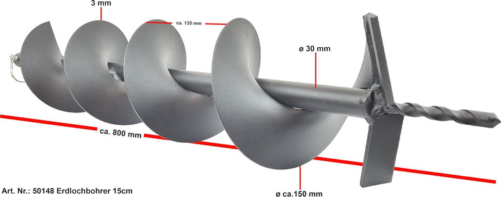 Berger & Schröter 50148 Erdlochbohrer 75 cm 150 mm