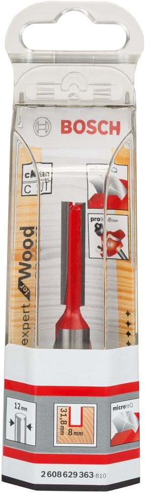 Bosch Professional Nutfräser (für Holz, Schaft 12mm, Ø8mm, Arbeitslänge 31,8mm, Gesamtlänge 76mm) D1