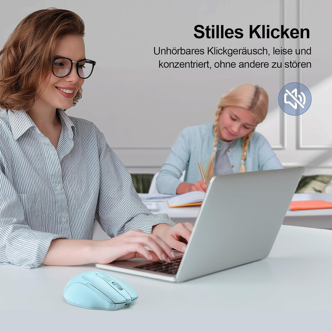 TECKNET Bluetooth Maus, Wiederaufladbare Maus Kabellos(DREI Modi: BT 5.0/3.0 + 2.4G), 4800 DPI, Ergo