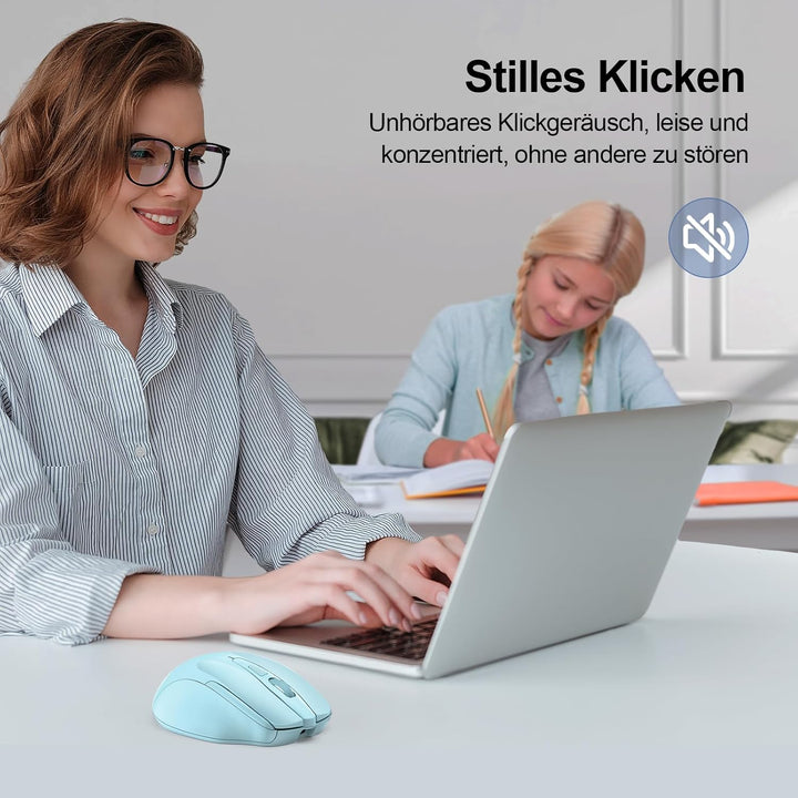 TECKNET Bluetooth Maus, Wiederaufladbare Maus Kabellos(DREI Modi: BT 5.0/3.0 + 2.4G), 4800 DPI, Ergo