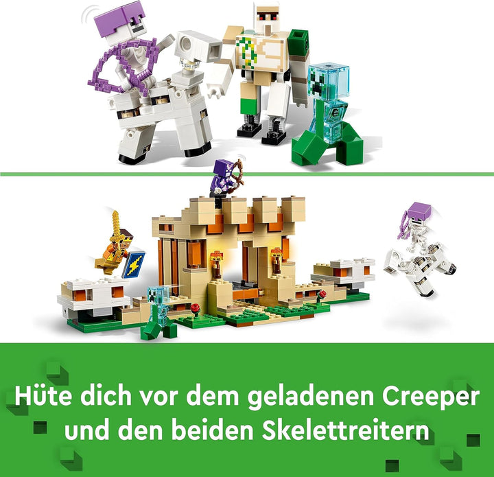 LEGO 21250 Minecraft Die Eisengolem-Festung, baubares Burg-Spielzeug, verwandelbar in eine grosse Fi