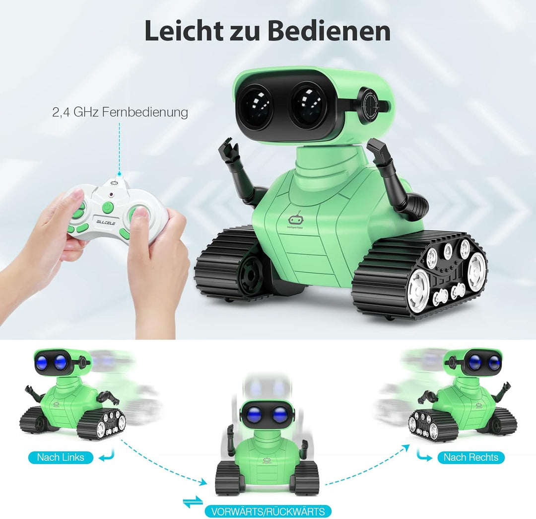 ALLCELE Roboter Kinder Spielzeug, Wiederaufladbares Ferngesteuertes Roboter Spielzeug mit LED-Augen