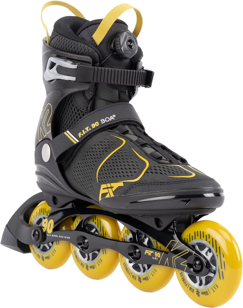 K2 Herren F.i.t. 90 Boa Inline Skates EU: 39 (UK: 5.5 / US: 6.5) grey - mustard, EU: 39 (UK: 5.5 / U