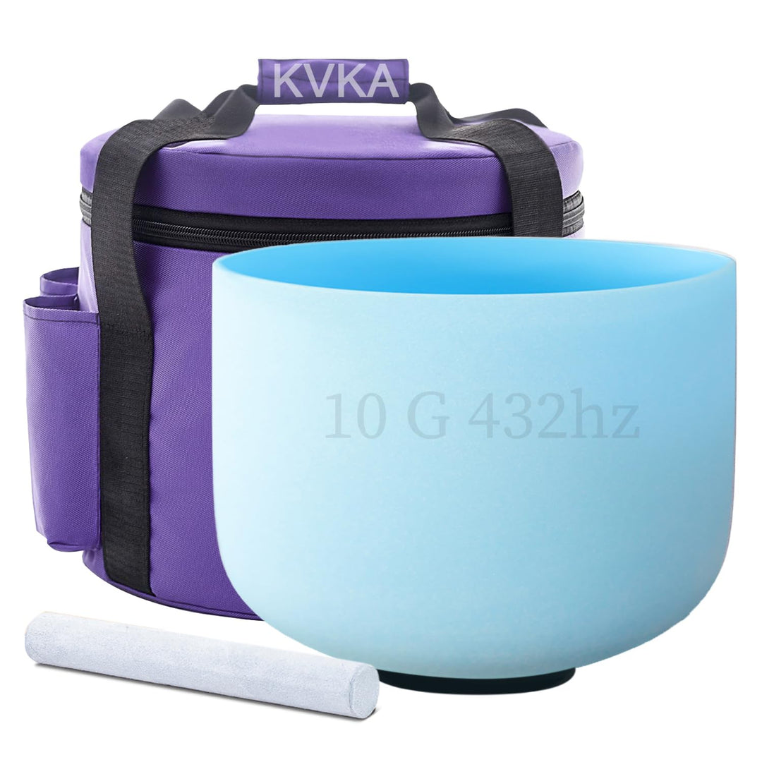 KVKA 25cm Klangschalen, 432Hz G note 10 inch Blau Chakra Sound Healing Klangschale für Meditation St