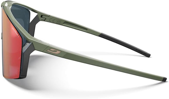 Julbo Damen und Herren EDGE Sonnenbrille Laufen, Radfahren Einheitsgrösse Matt Armee / Schwarz, Einh