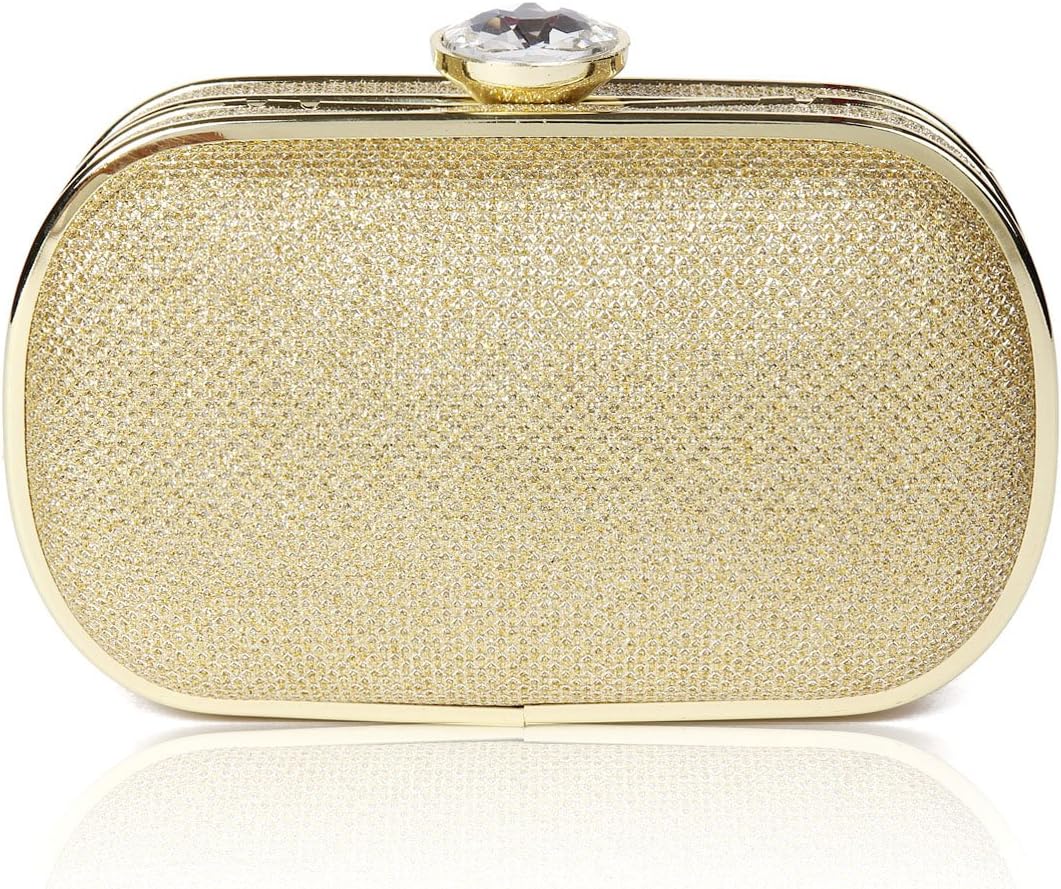 Damara Damen Metall Diamant Elegant Clutch Umhängetasche Silber, Silber
