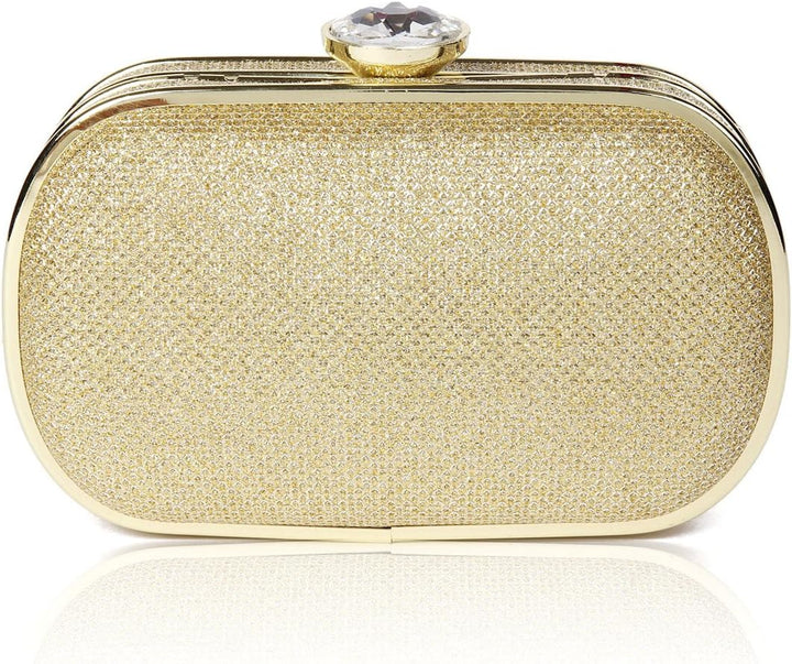 Damara Damen Metall Diamant Elegant Clutch Umhängetasche Silber, Silber