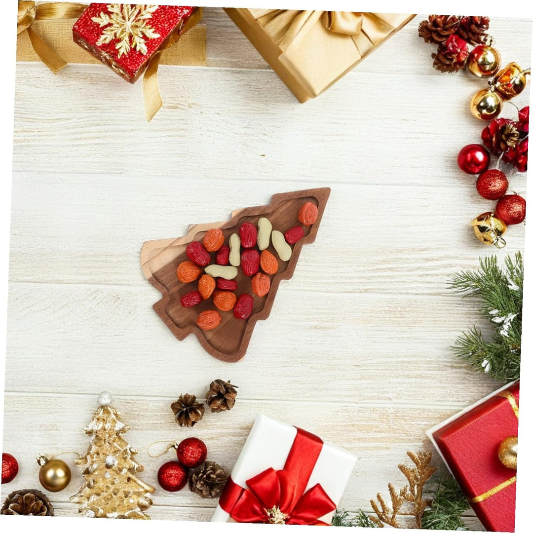 Toyvian Holz Weihnachtsbaum Serviertablett Baumförmiges Kinderfreundliches Dessert Candy Dish Festli