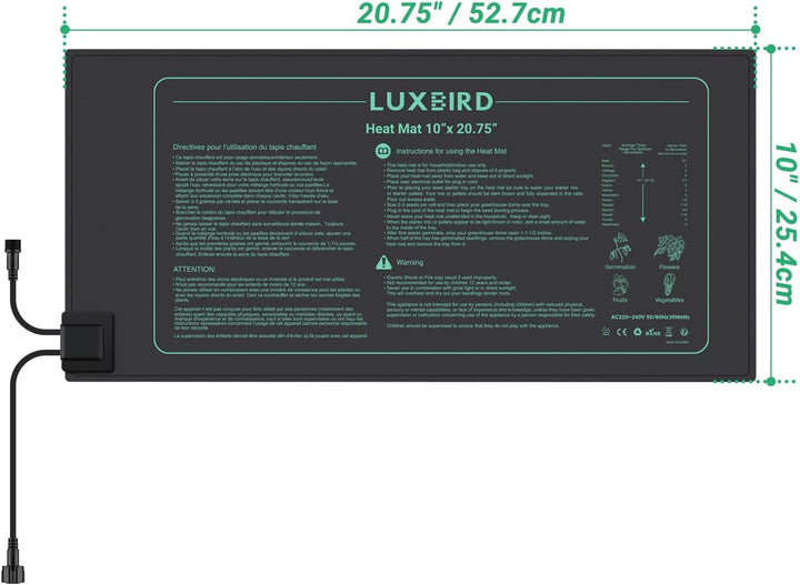 Luxbird Heizmatte mit Thermostat, 1 Heizmatten mit 1 Controller, Zimmergewächshaus Wärmematte 30 Wat